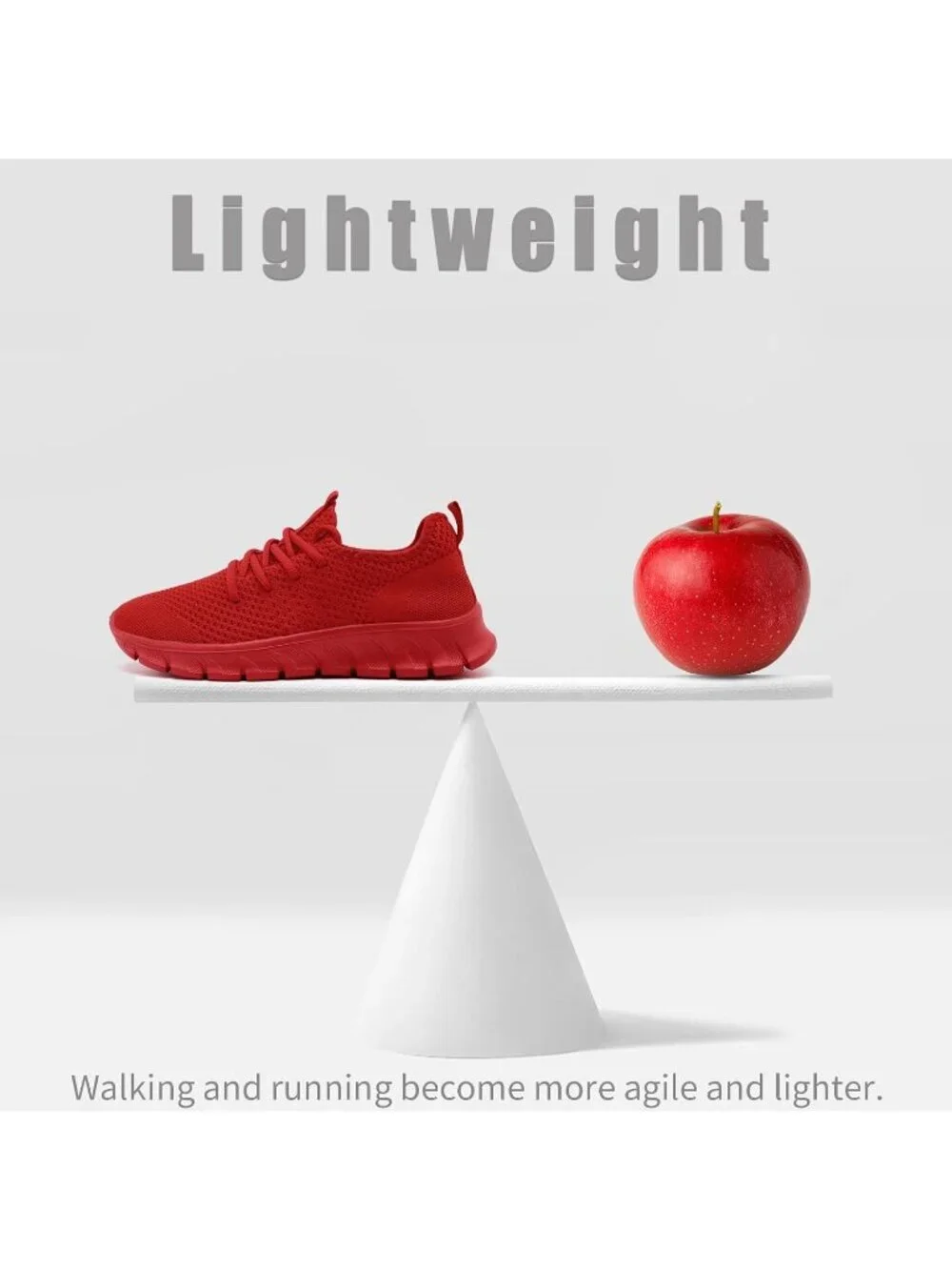 Men's Red Workout Athletic Lightweight Casual Sport Slip On Walking Sneaker